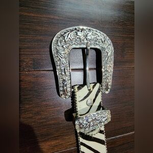 Women's Atlas Cowgirl Belt Zebra Print with Stones size XL